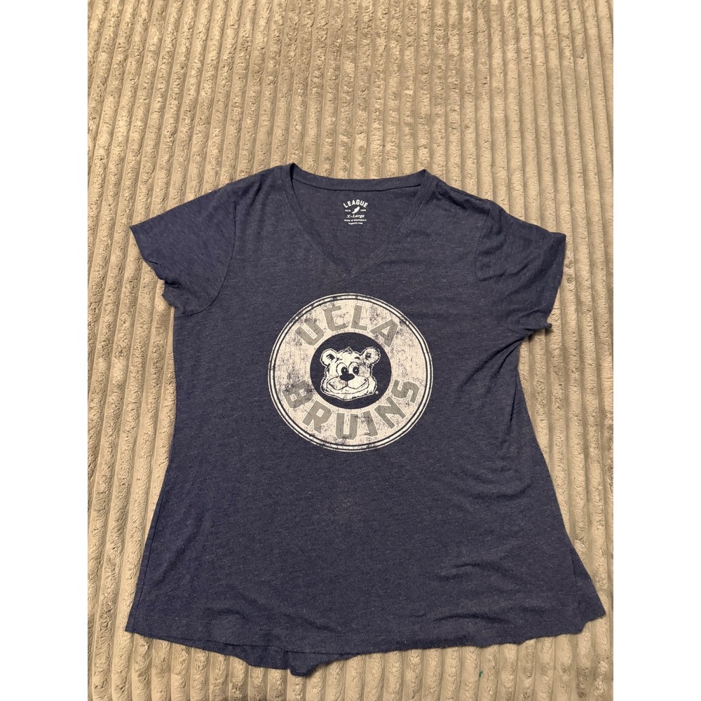 League UCLA Bruins T-Shirt Womens‎ XL Navy Blue V-Neck Joe Bruin Graphic Tee